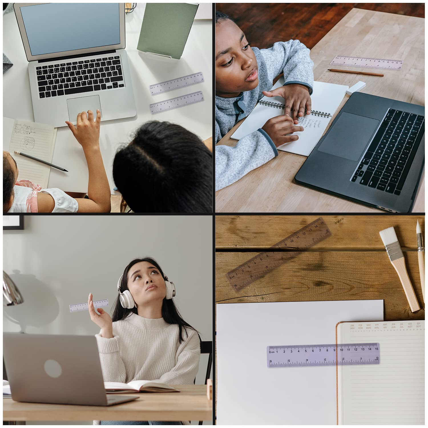 AIEX 40Pcs 6Inch Inch Ruler, Small Transparent Ruler Plastic Mini Rulers Bulk with Inches Centimeters for Kids Students Schools Office Supplies (Transparent) image number 1