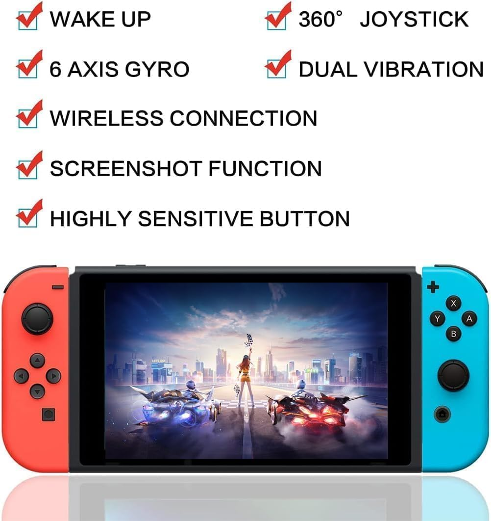 Joy Con Controller for Nintendo Switch Replacement for Nintendo Switch Controller, Compatible with Switch, Wireless Left and Right Joy Con for Switch Nintendo Support Dual Vibration/Wake-Up/Screenshot, Joy Con Controller for Switch OLED Lite image number 1