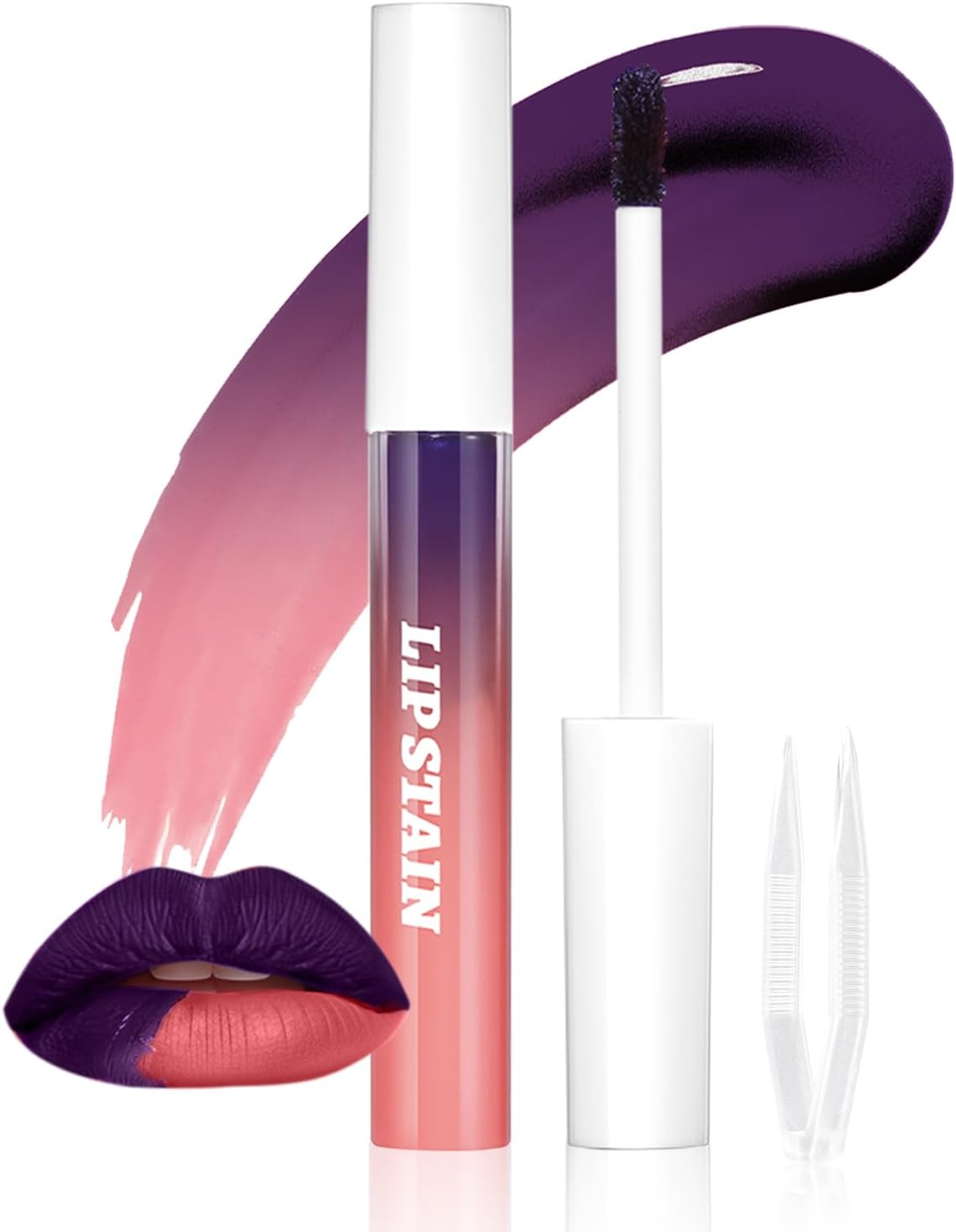 Lip Stain, Lip Liner Stay with Tweezer, Peel off Lip Liner Tattoo- Long Lasting, Waterproof & Transfer Proof Lip Tint with Matte Finish, Highly Pigmented Color (Cool Rose) image number 1