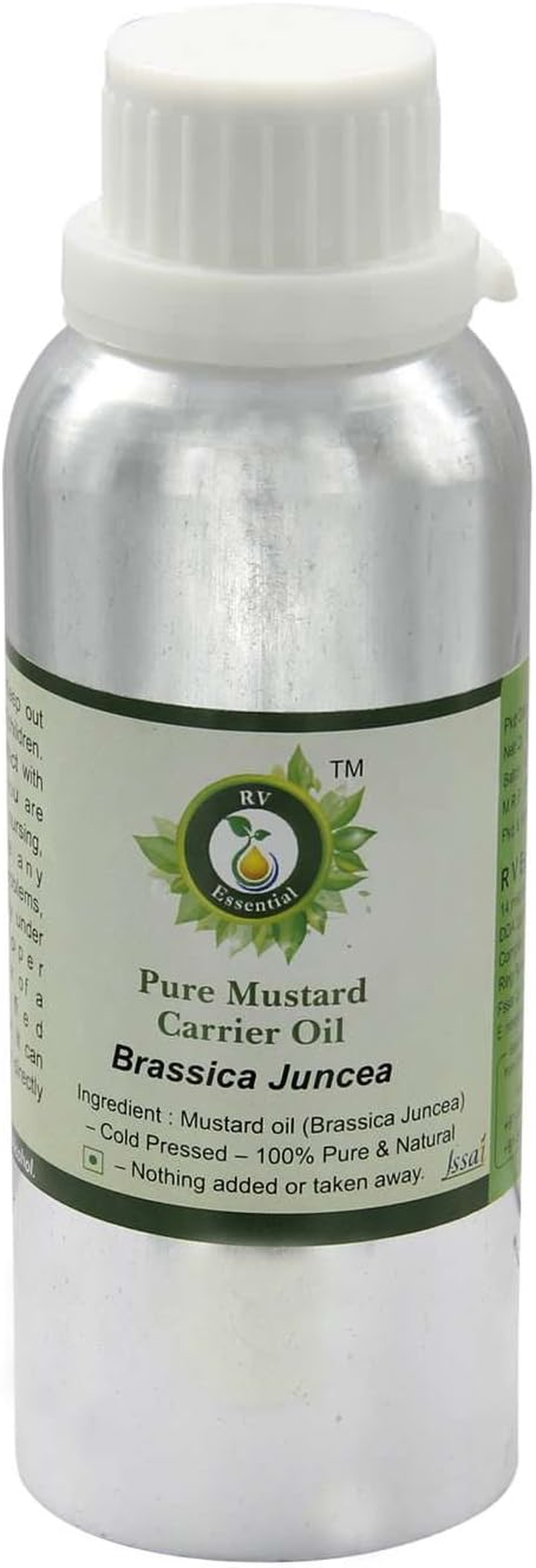 Mustard Oil | Brassica Juncea | Mustard Seed Oil | Unrefined | for Hair Growth | for Skin | for Massage | 100% Pure Natural | Cold Pressed | 300Ml | 10Oz by R V Essential