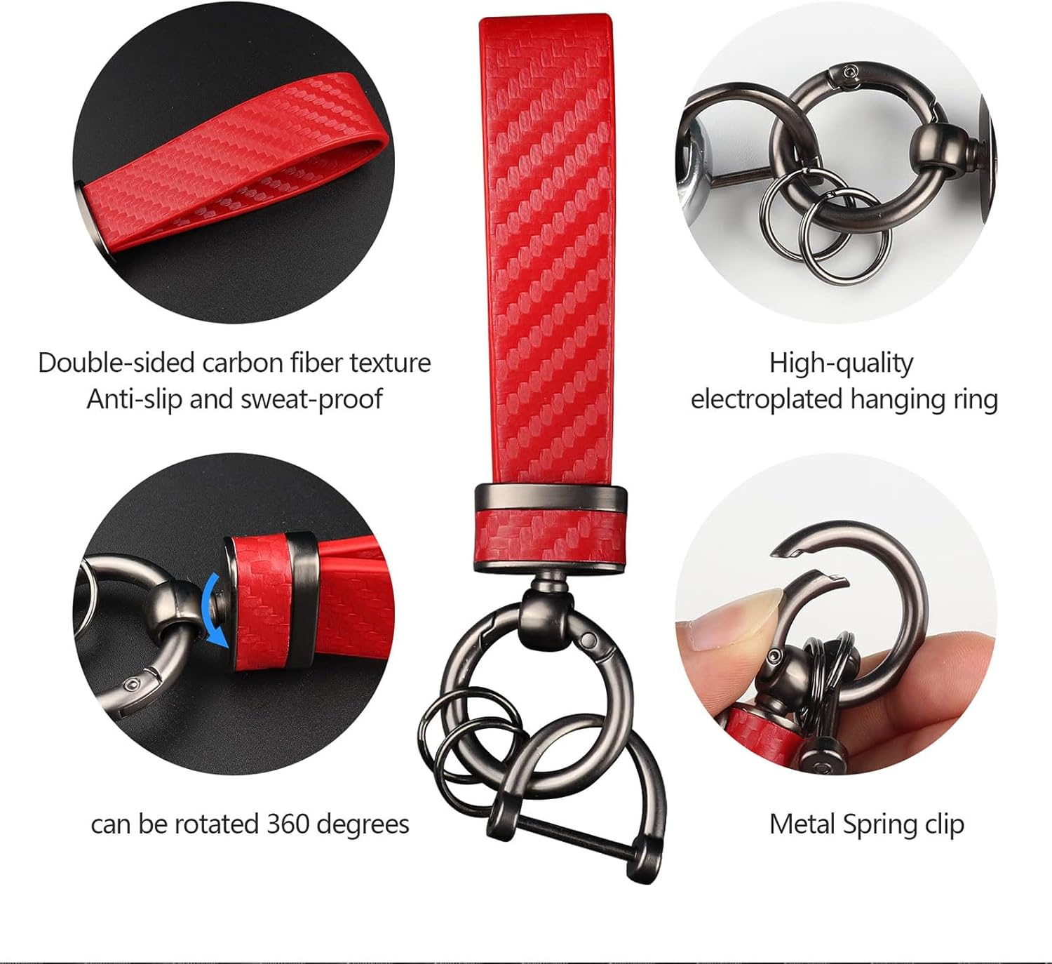 Car Keychain - Premium PU Leather Keyring with Anti-Loss D-Ring & 360&deg; Rotatable Key Chain and Screwdriver, Universal Key Chains for Key Fobs for Men and Women image number 4