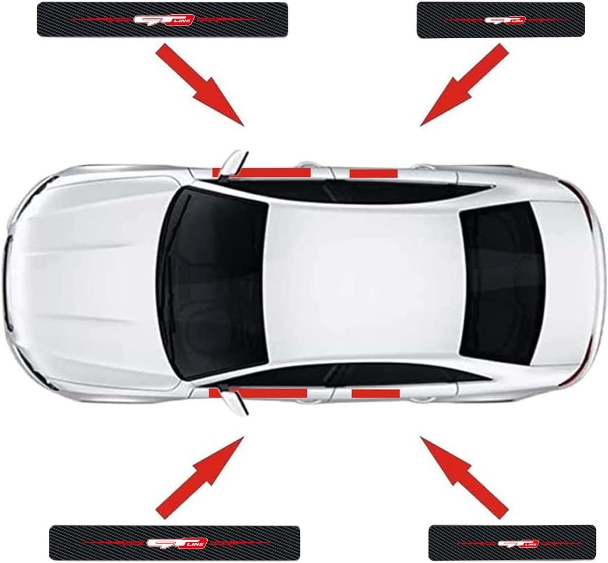 4Pcs GT-LINE Door Sill Protector Reflective 4D Carbon Fiber Sticker Decoration Door Entry Guard Door Sill Scuff Plate Stickers Accessories Compatible with KIA GT-LINE (Red) image number 4