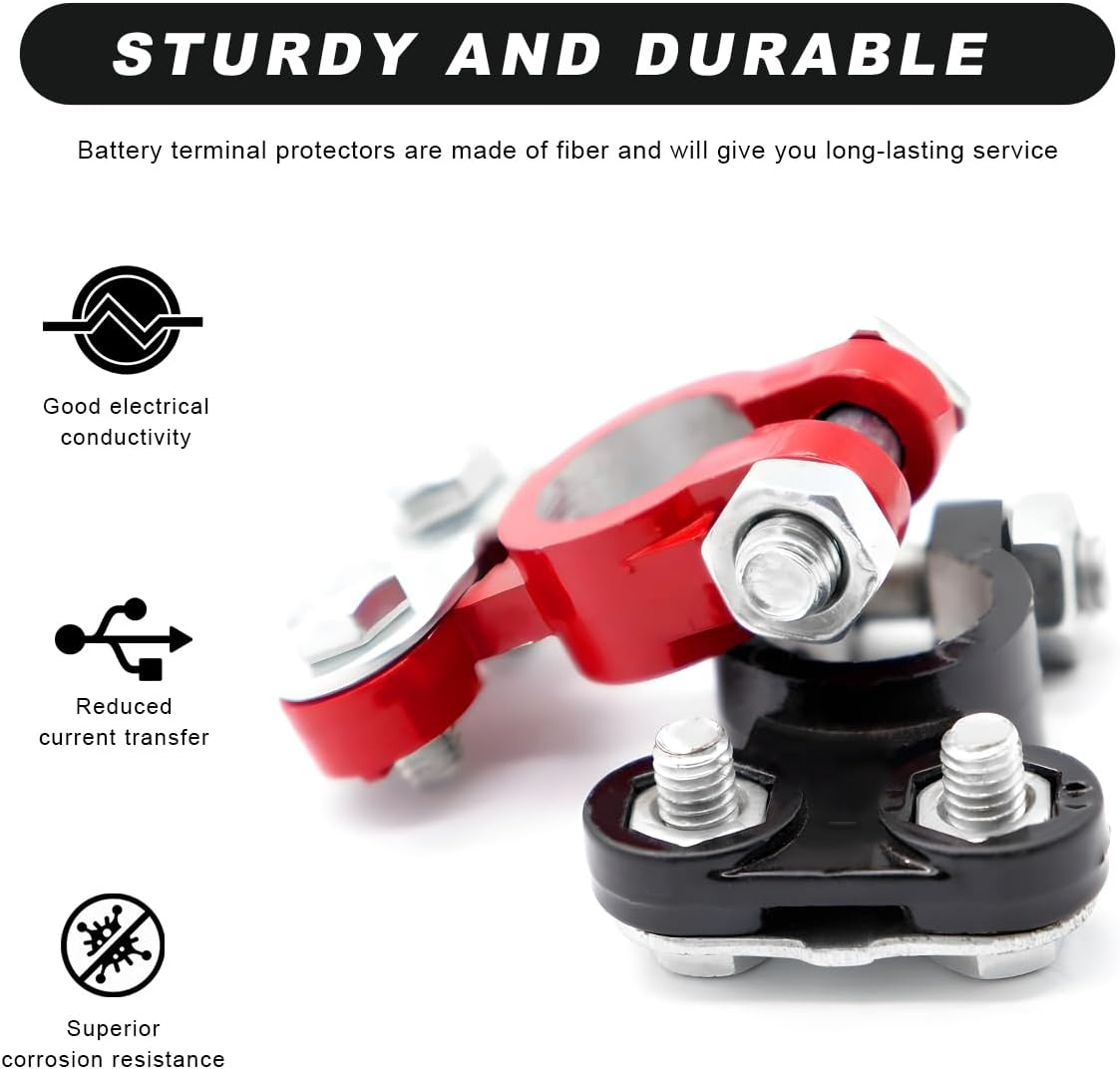 4 PCS Battery Terminal Connector, anti Corrosion Car Battery Terminal Clamp Connector, Adjustable Positive Negative Battery Post Connector, Replacement Car Accessories image number 4