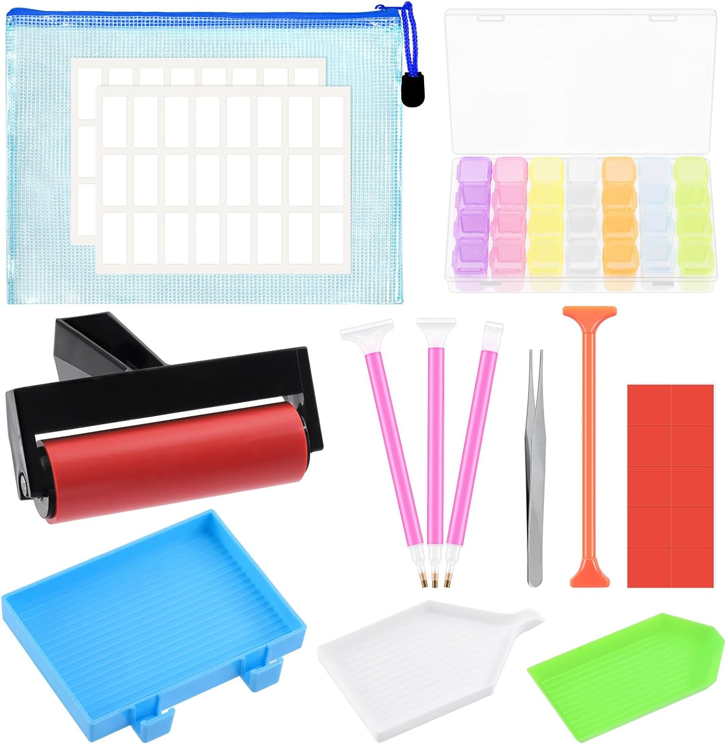 Tanstic 23Pcs DIY Diamond Painting Tool Kit, 5D Diamond Painting Tool, Diamond Art Tools and Accessories with Diamond Painting Roller and Diamond Embroidery Box for Adults or Kids Diamond Art Crafts image number 2