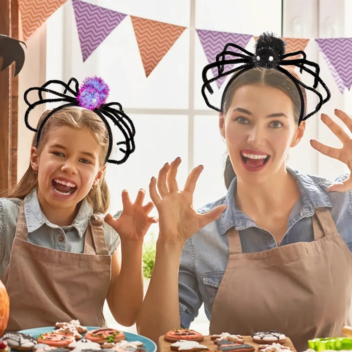 Spider Headpiece Halloween Headbands Cosplay Accessories Party Decorations Spooky Scary Creative Performances(Black、Purple) image number 6