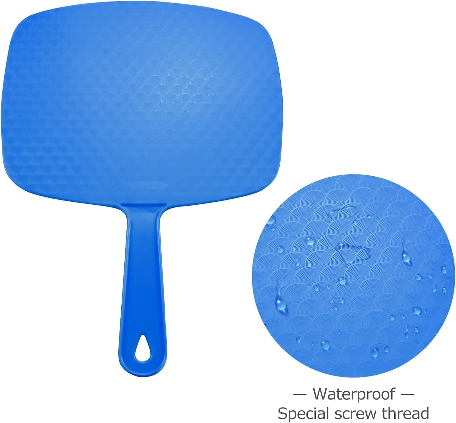 2Pcs Handheld Mirror, Portable Hand Mirror with Hanging Hole in Handle, Blue 10.4" L X 7.4" W image number 5