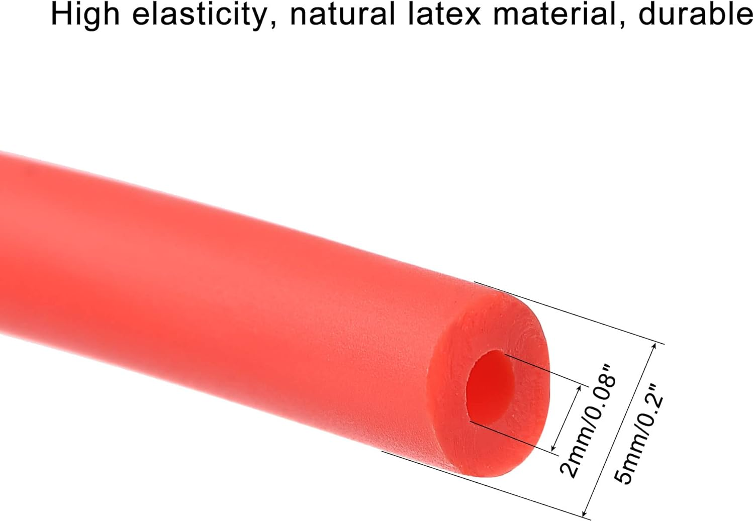 Uxcell Natural Latex Rubber Tubing 2Mm ID 5Mm OD 16Ft Red Highly Elastic for Sports Exercise Fitness