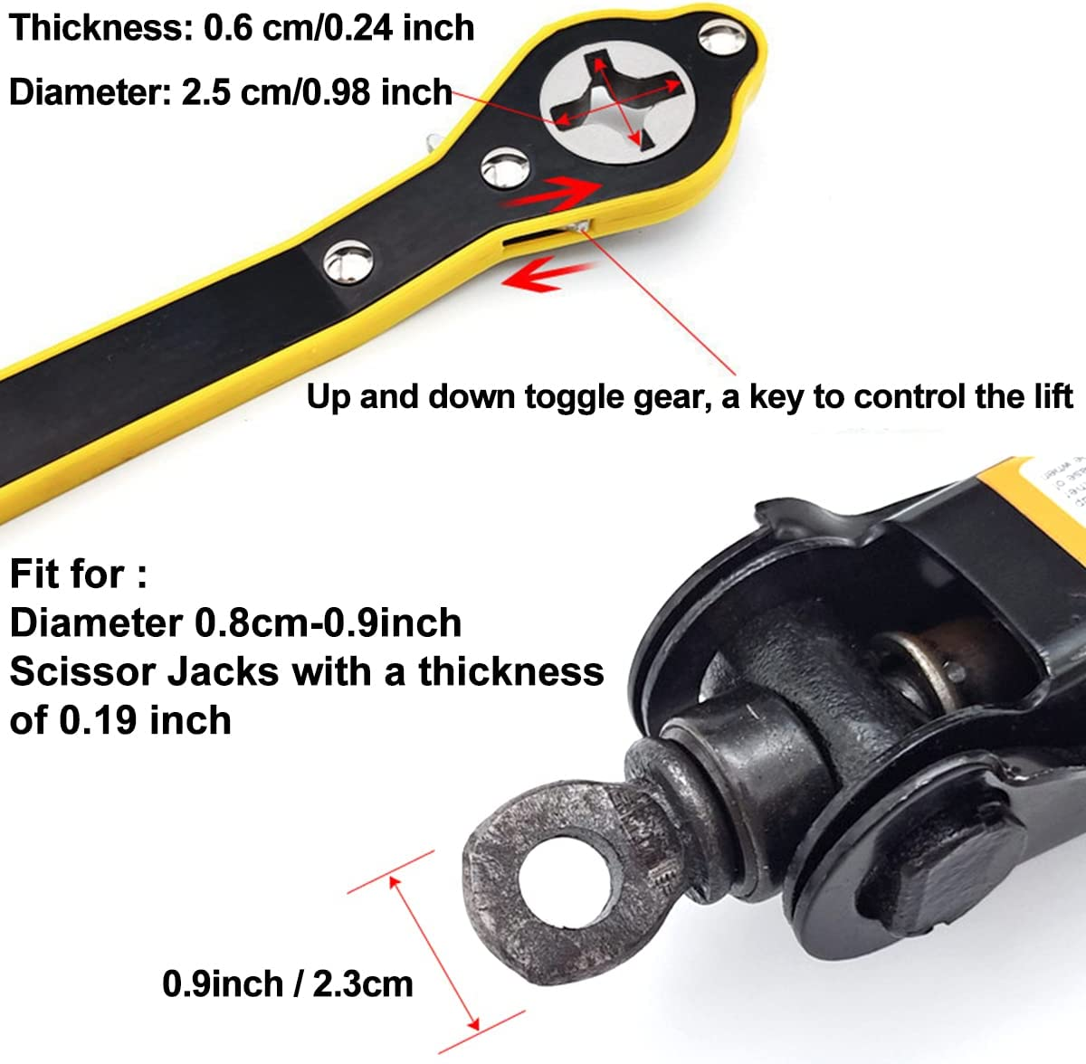 Car Jack Wrench, 360&deg; Swivel Labor-Saving Car Jack Ratchet Wrench with Long Handle, Scissor Jack Lift Speed Handle Tool for Travel, Van, SUV and Other Vehicles