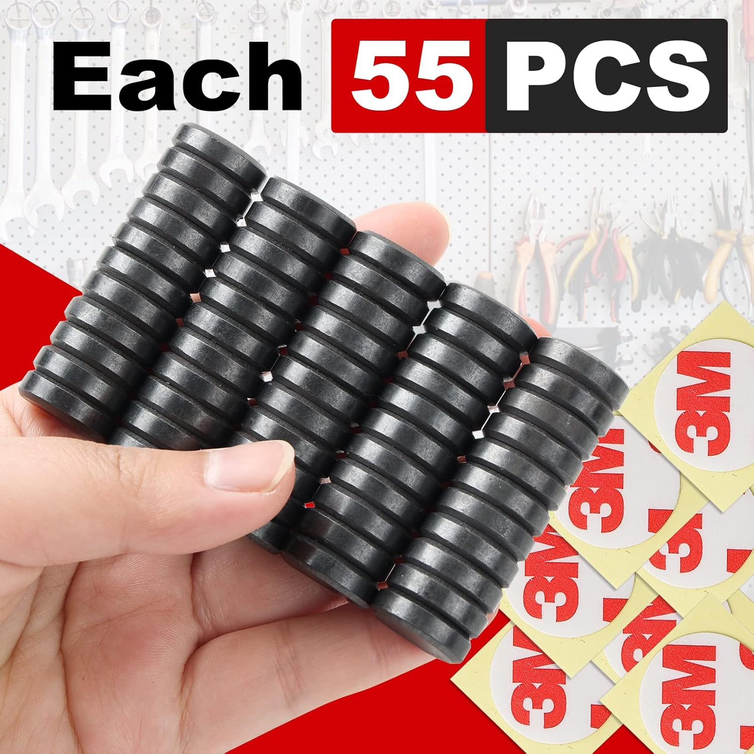 Thaibear 55 Pack Ceramic Craft Magnets - 18 Mm X 5 Mm - round Disc with 3M Adhesive Backing, Strong, Black image number 6