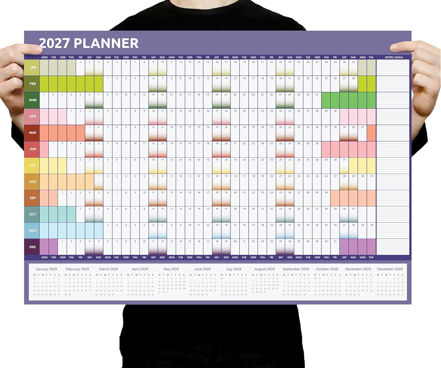 Evelay 2025 Wall Planner Calendar A2 Size (59.4Cm X 42Cm) Full Year to View Calendar for Home Office Work School (Rainbow) image number 2