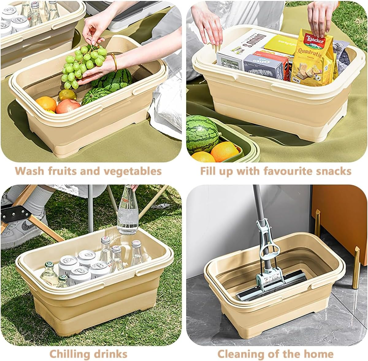 Collapsible Picnic Basket, Portable Large Capacity Picnic Basket, Foldable Picnic Bin with Lid Table, Multi-Functional and Water-Proof Storage Basket with Lid for Camping, Outdoor, Fishing image number 2