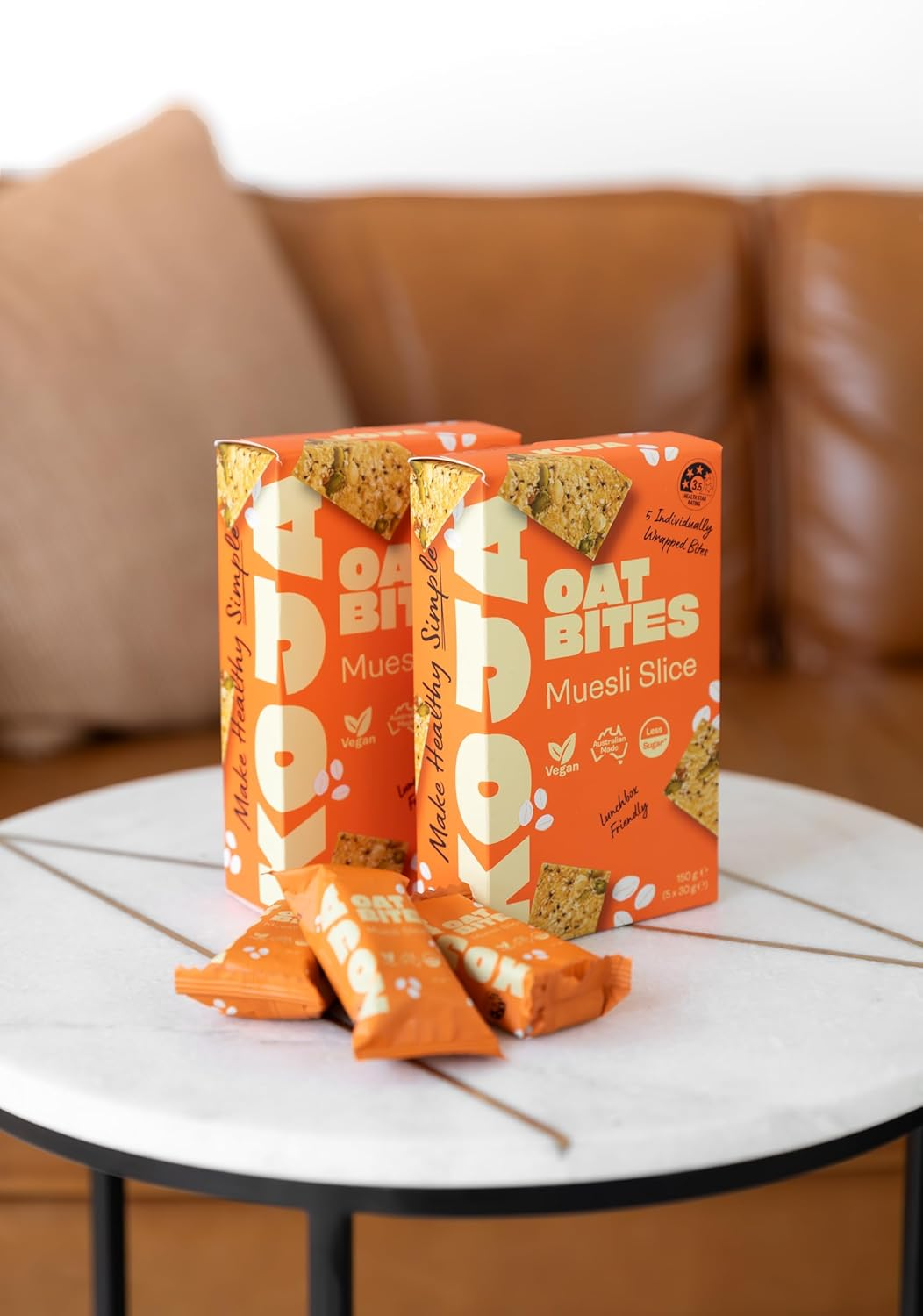 KOJA Health Oat Bites Multipack 5X30G Muesli Slice - 3.5 Health Star, All Natural, Less Sugar, Australian Made, Lunchbox Friendly (Pack of 6 5X30G Cartons)