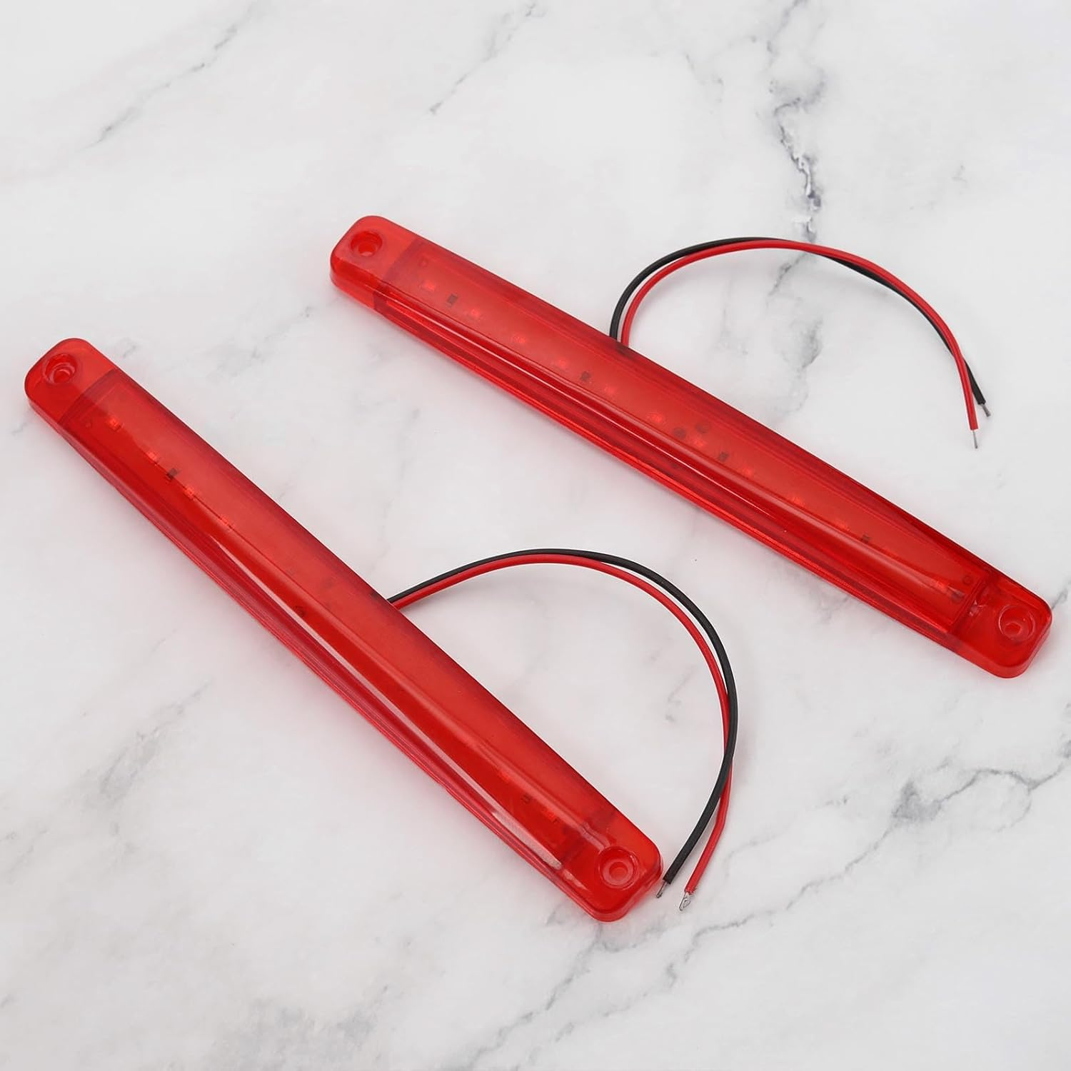 Emagtech 4Pcs 12V 24V 12 Led Tail Side Marker Lights Rear Side Marker Light Cab Marker Lights for Truck Camper Van Lorry RV Marker Lights Red image number 1