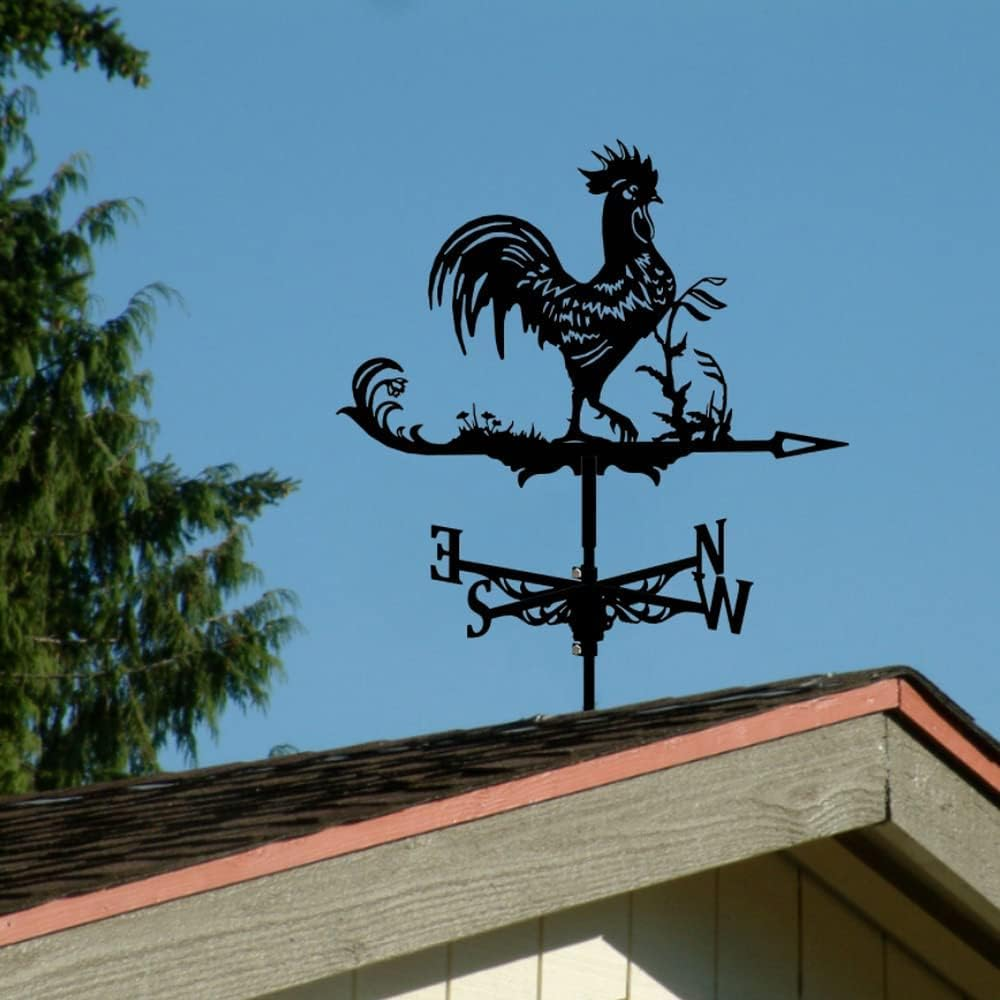 Metal Weather Vane Wind Direction Measuring Instrument Roof Installation Weather Vane Farm Scene Garden Art Deco Accessories (Cock) image number 6