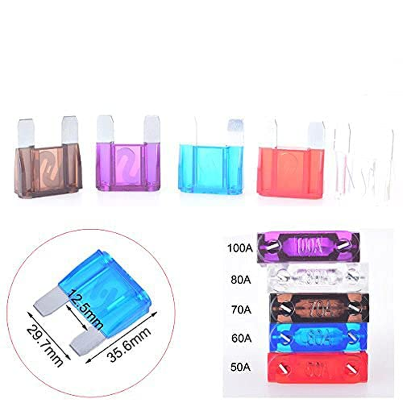 Auto Blade Fuse Large Size Maxi Blade 5Pcs 100A 80A 70A 60A 50A Assortment Set for Car Truck Motor Trail RV ATM Box 35X30Mm, Add-A-Circuit Fuse Holder, APS ATT Low Profile ATM LP FUSETAP ｡ｭ image number 2