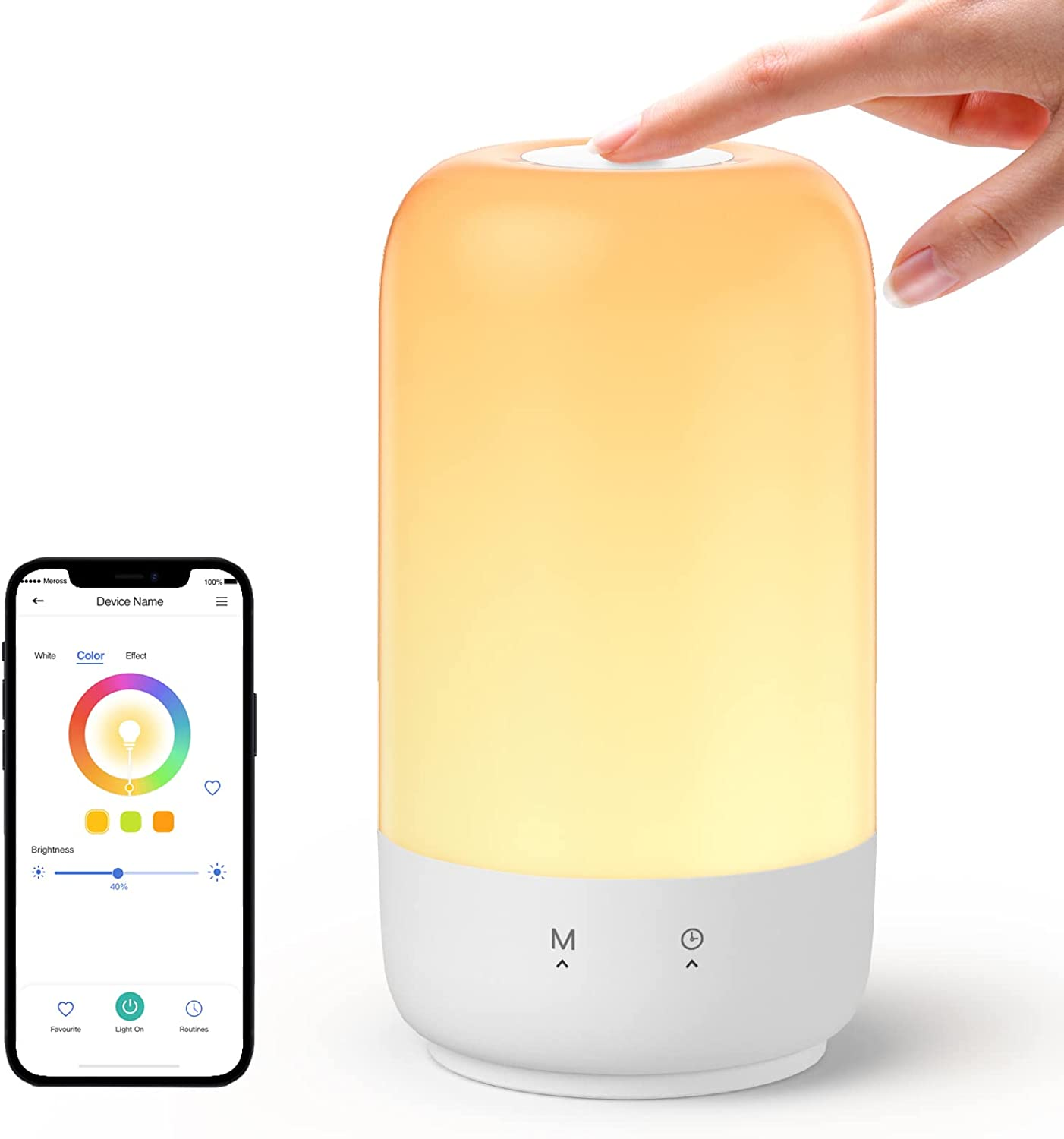 Meross Smart Wifi Table Lamp, Support Apple Homekit, Alexa and Google Assistant, LED Bedside Lamp with Tunable White and Multi-Color, Nightstand Lamp for Bedroom, Touch Control, Voice Control image number 2