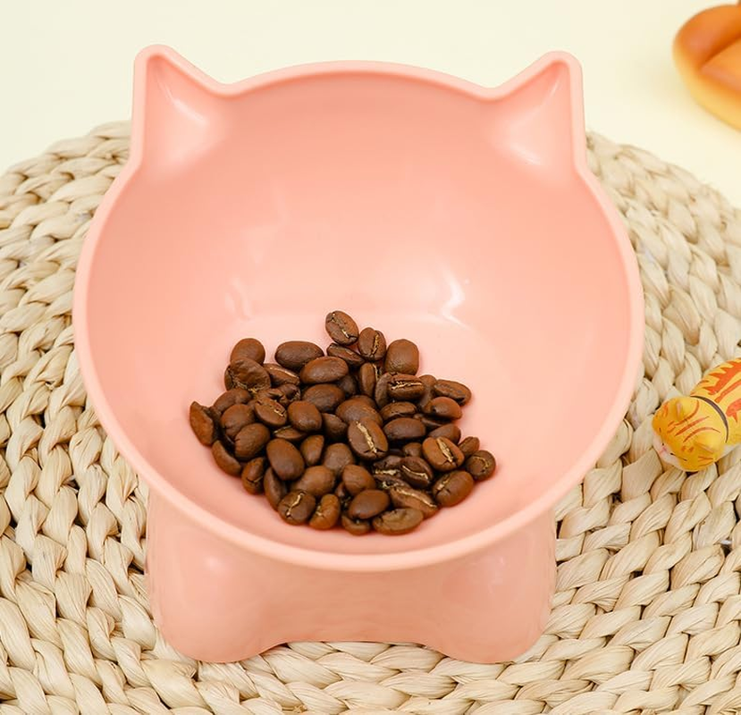 Raised Cat Bowl,4.5 Inch Height Elevated Cat Food Bowl,Tilted Pet Water Bowl anti Vomiting Feeding Bowls,Cute Shallow Cat Bowl (Pink) image number 6