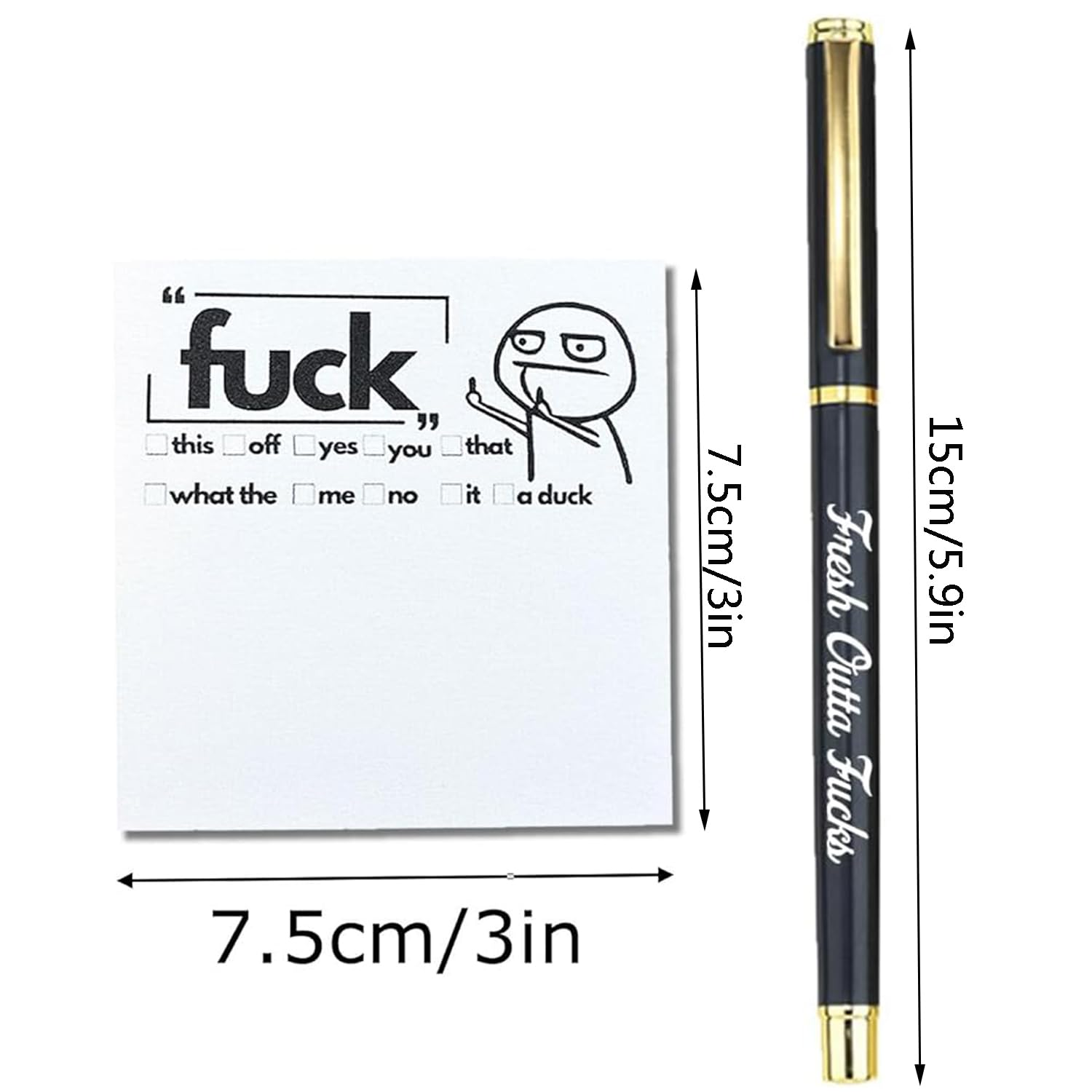 Gag Gifts Pad and Pen, Small Notepad and Pen Set, Fun Note Pads Ballpoint Pens, Unique Office Supplies (Black+Red)