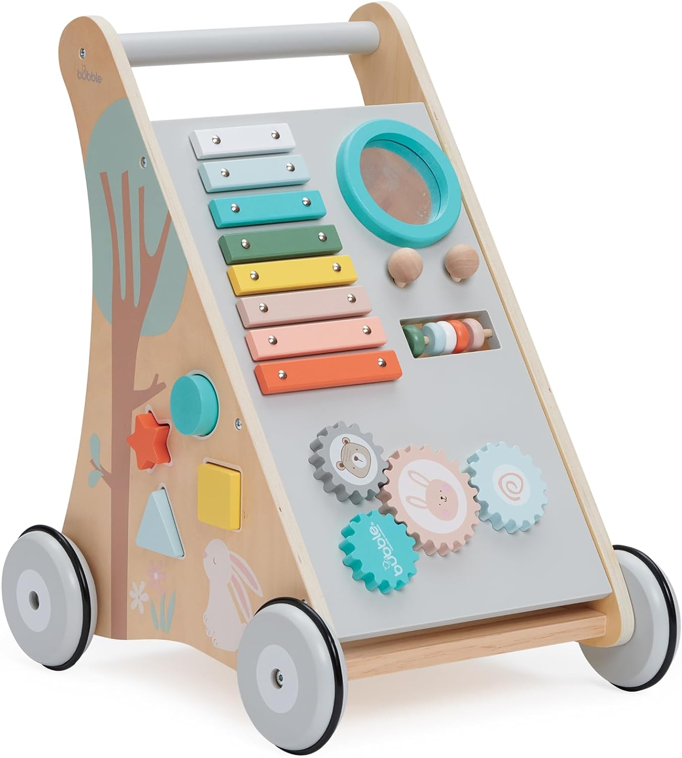 Wooden Baby Activity Walker for Toddlers 18+ Months - Push Walker with Shape Sorter, Bead Maze & Gears - Montessori Educational Toy for First Steps & Motor Skill Development image number 6