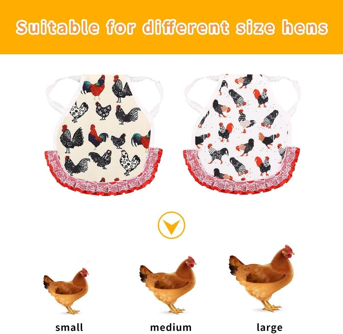 Chicken Saddles Hen Apron with Elastic Strap,2Pcs Standard Chicken Saddle Hen Apron with Elastic Straps Back Wing Protector, Chicken Saddle for Hens,Chicken Saddle Hen Aprons Jacket Straps Hen Apron image number 6