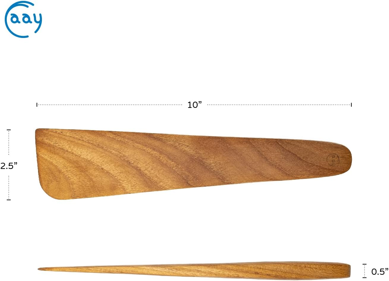 FAAY 10" Flat Wooden Spatula for Cast Iron, Egg Flipper, Pan Scraper, Handcraft from High Moist Resistance Golden Teak for Non Stick Cookware (10")