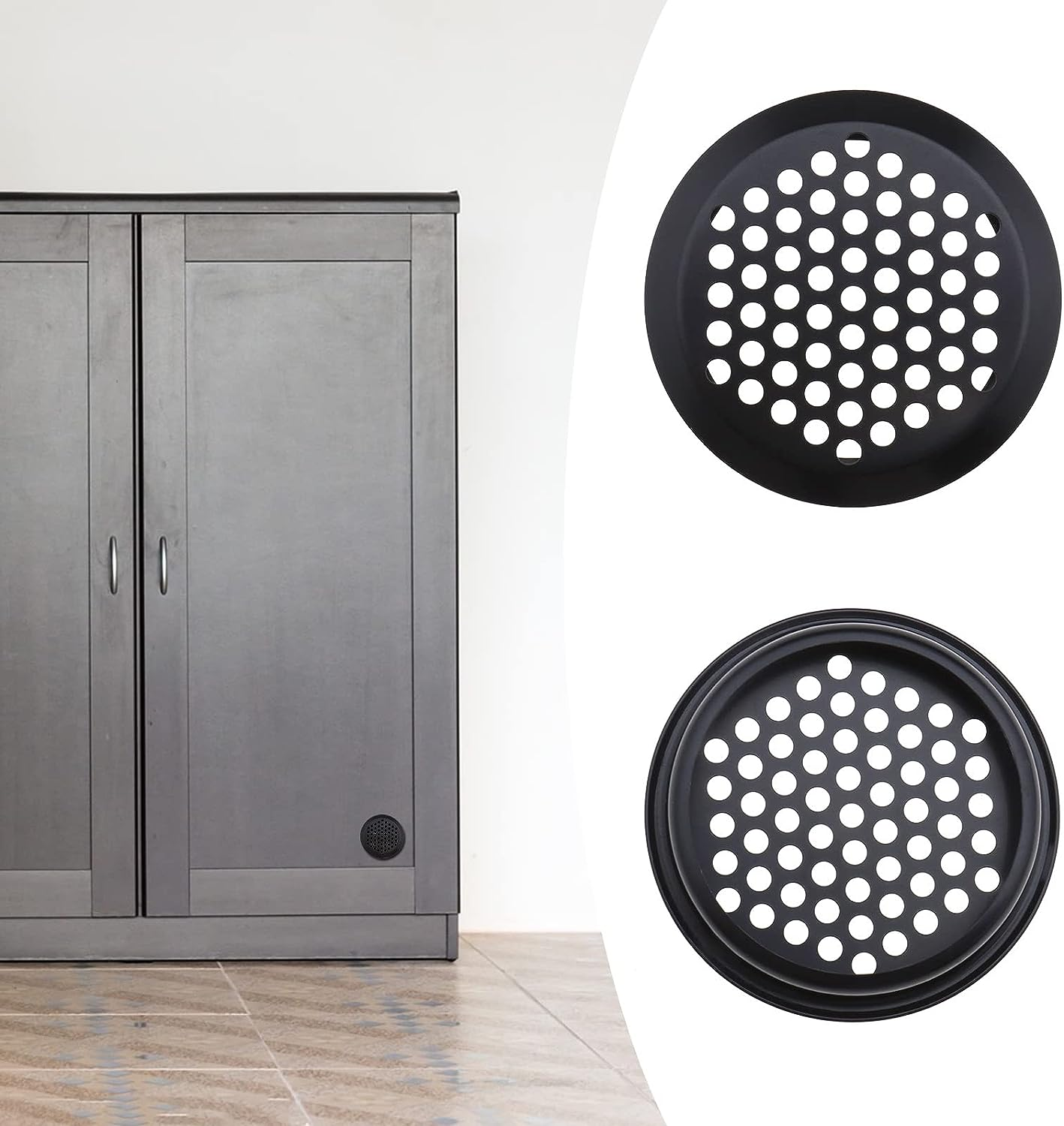 SING F LTD 10PCS round Ventilation Grilles 60Mm Stainless Steel Air Vent Louver Hole Soffit Mesh Vents Rust-Proof for Kitchen Bathroom Cabinet Wardrobe Black image number 5