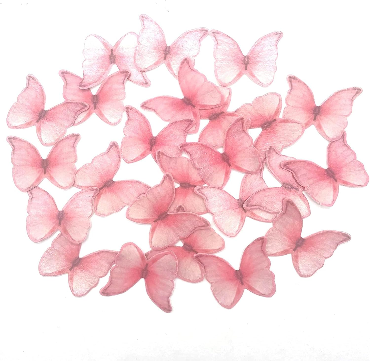 Edible Wafer Paper Butterflies Set of 48 Pink Cake Decorations, Cupcake Topper image number 1