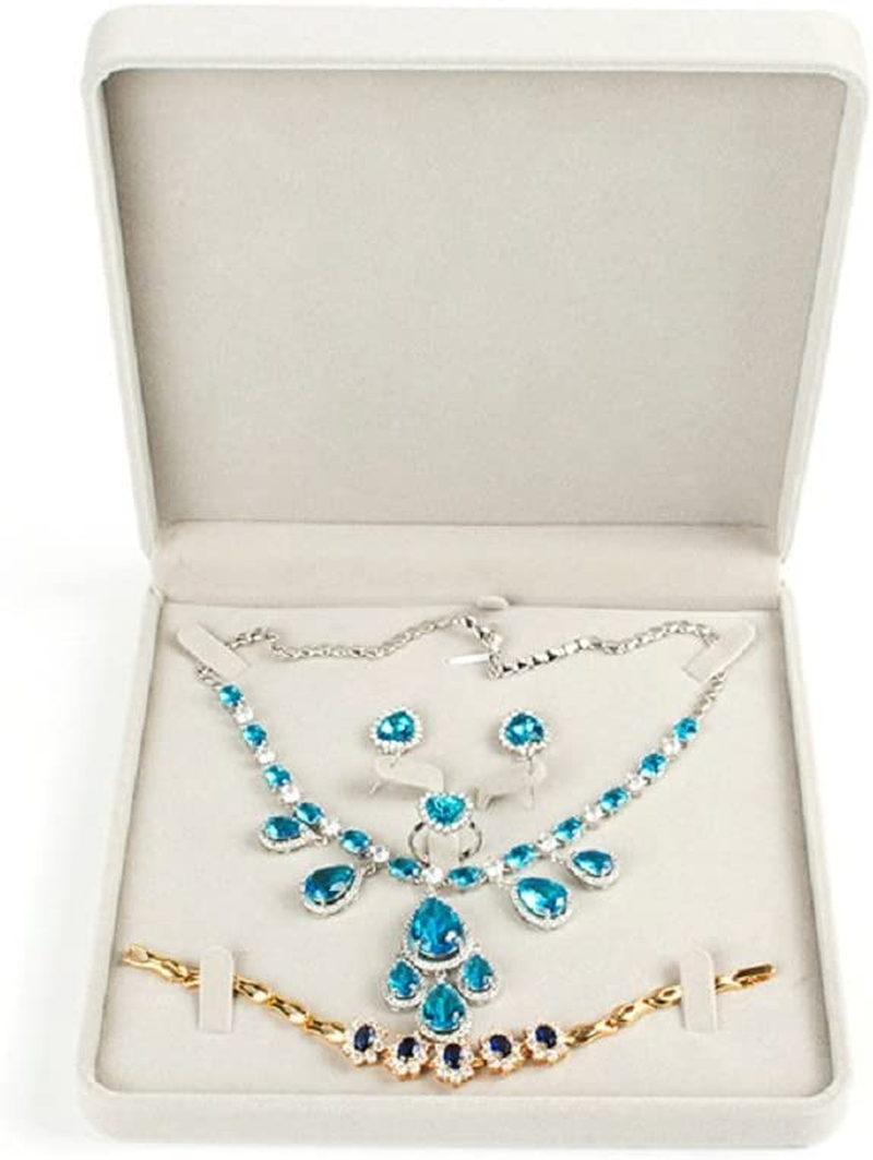 TIKIYOGI Jewelry Set Velvet Box Necklace Earring Ring Necklace Bracelet Gift Display Case Wedding Jewelry Storage Holder (Red)