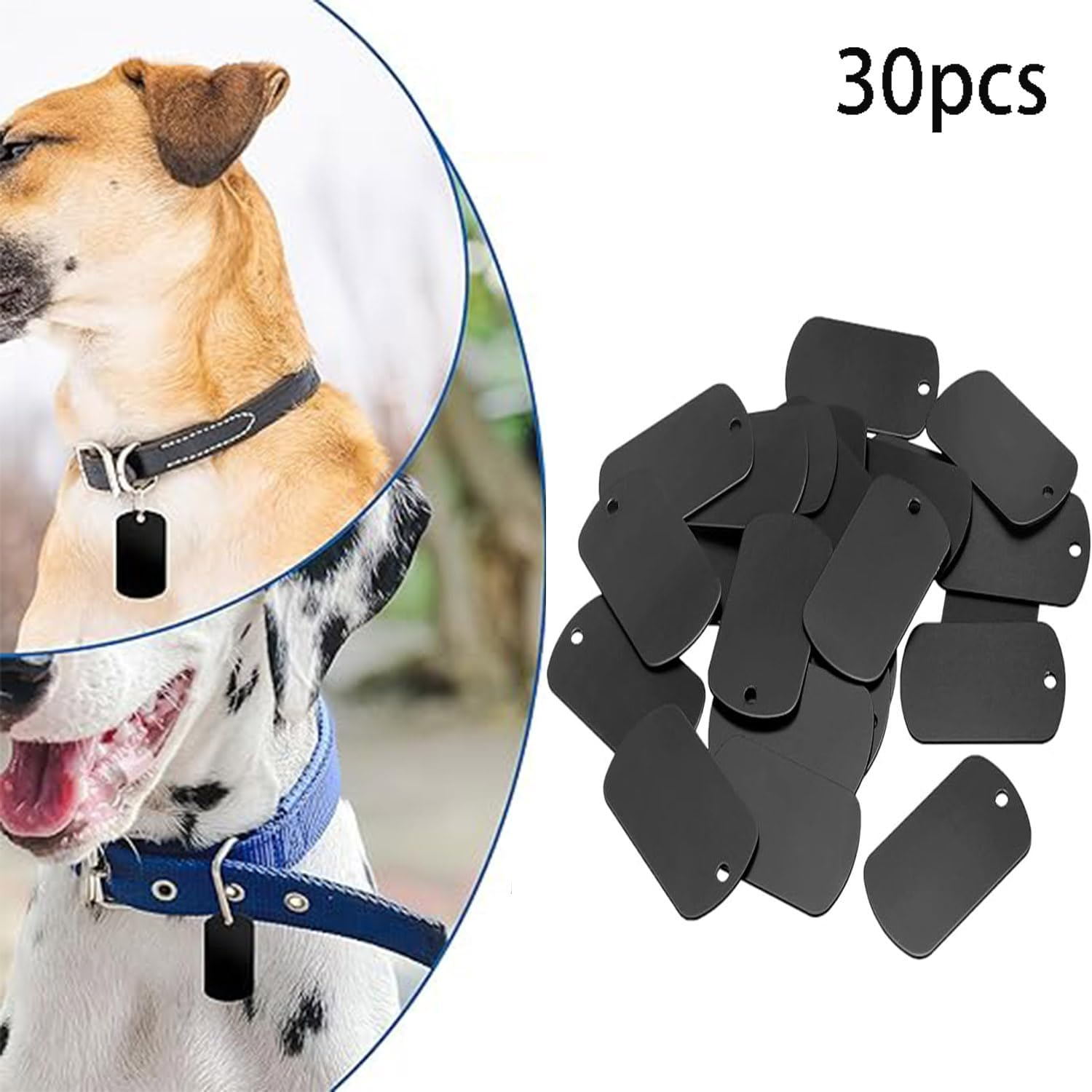 30Pcs Dog Tag, Aluminum Blank Tags Rectangle Stamping Blanks, Rectangle Blank Discs Aluminum Tag Blanks Metal Stamping Tags, Blank Dog Tags Aluminum Tags Rectangle Blank(Black) image number 6