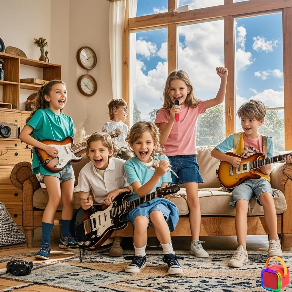 Kids Karaoke Machine, Adult Karaoke Machine with 2 Wireless Microphones, Portable Bluetooth Speaker Gift with Colorful Lights for Boys Girls Toy Family Train Dance Guide Party (Red) image number 5