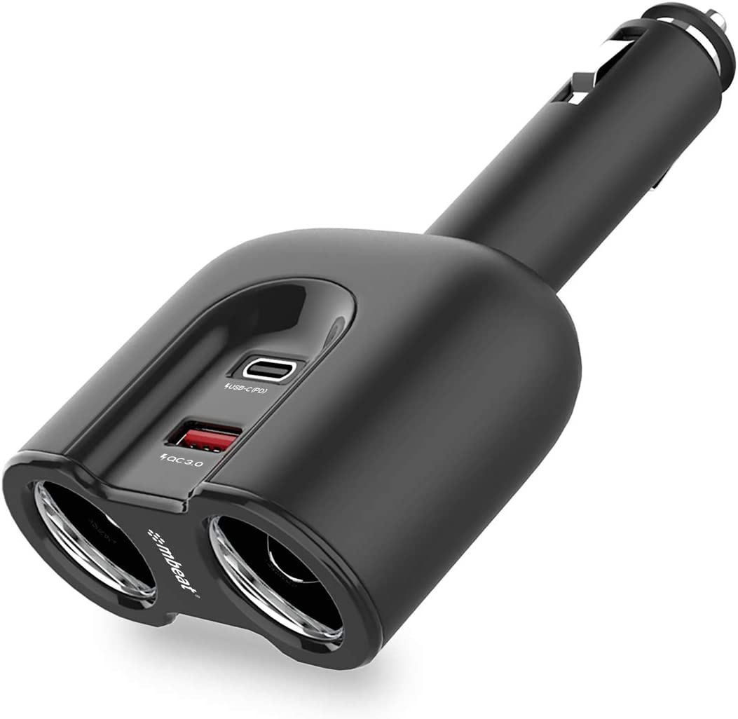 Mbeat Gorilla Power Dual Port USB C 3.0 Car Charger with Cigarette Lighter Socket Splitter image number 2