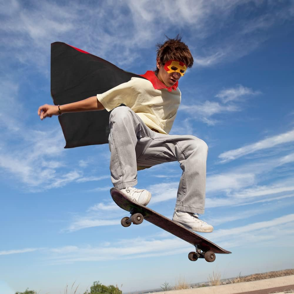 AUTOWT Kids Superhero Cape Set with Mask Storage Bag & Slap Bracelets for Boys Dress up Costumes Halloween Christmas Birthday Party（4Pcs） image number 4