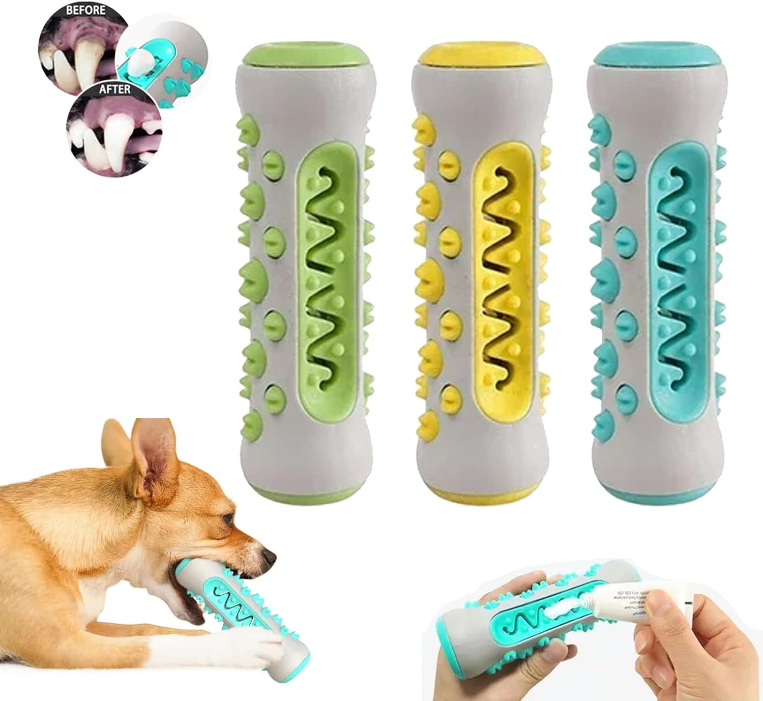 The Poochchew,2024 New Dog Chew Toothbrush,Dog Teeth Cleaning Toy,360&deg;Dog Toothbrush Chew Toy,Molar Chew Provides a Deep Clean Teeth Puppy Dental Care (3Pcs) image number 1