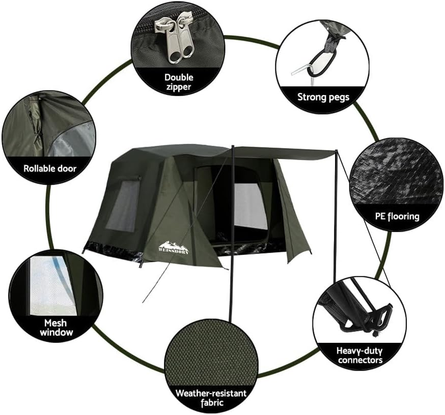 Weisshorn Beach Tent 2-3 Person Camping Tents, Portable Dome Shade Shelter, Easy Setup Lightweight Umbrella Sun Protection Outdoor Fishing Family Picnic Green image number 5