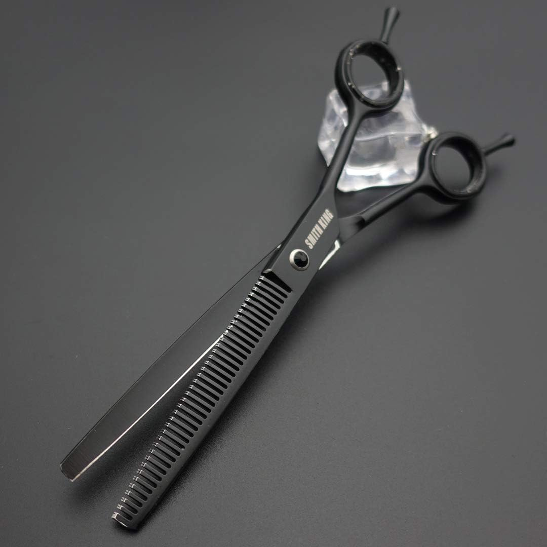 7.0 Inches Professional Dog Grooming Scissors Set Straight & Thinning & Curved & Chunkers & Comb 5Pcs in 1 Set for Left-Handed & Right Handed Black - Black image number 3