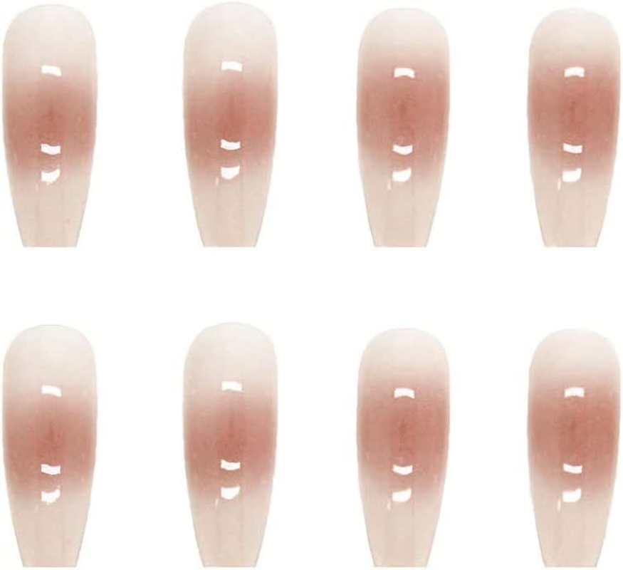 Gradient Press on Nails Coffin Long Fake Jelly Nails Acrylic Full Cover Artificial Glossy False Nails for Women and Girls 24PCS