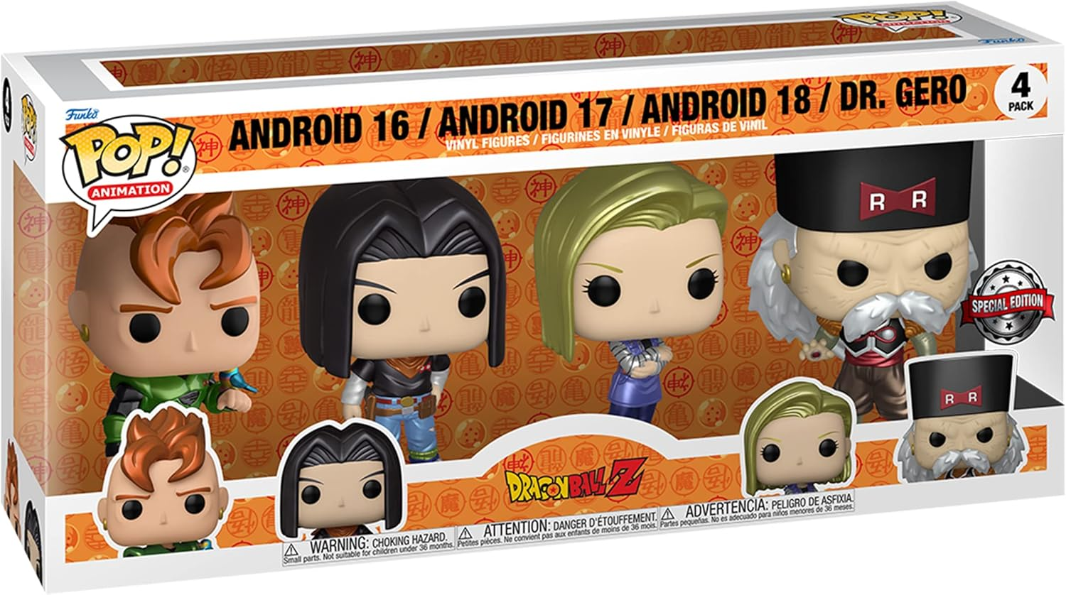 Funko Dragon Ball Z Android 16, Android 17, Android 18 & Dr Gero Pop Vinyl Figure 4 Pack, Multicolor (FUN61120)