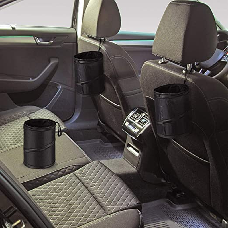 Car Trash Can, Portable Garbage Bin, Collapsible Pop-Up Water Proof Bag, Waste Basket Bin, Rubbish Bin (2 Pack, Black) image number 2