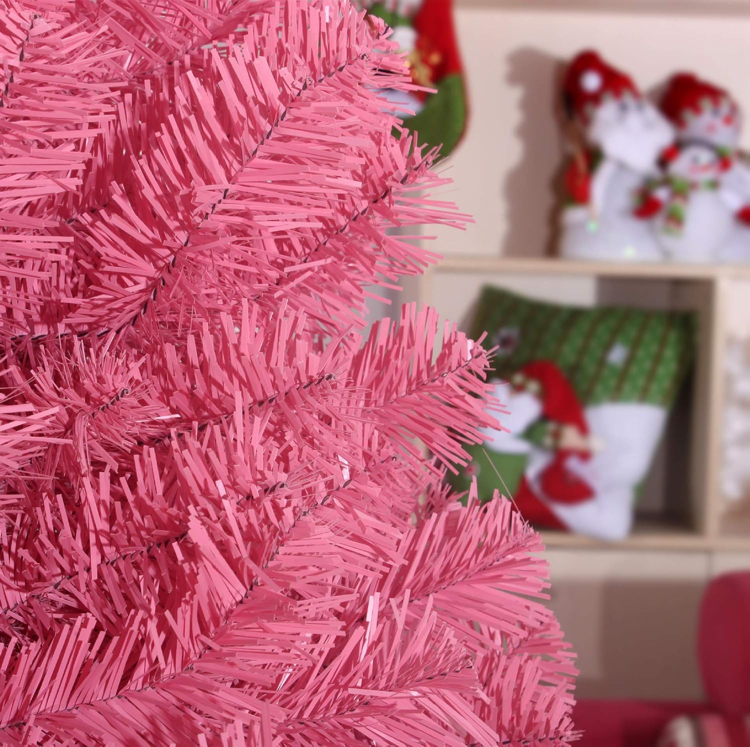 Pink Christmas Tree 1.5M/5Ft Xmas Tree Bushy 438 PVC Tips Metal Stand Frame Christmas Ornament Deco Family Home Party Mall Store Holiday Deoration Ornaments