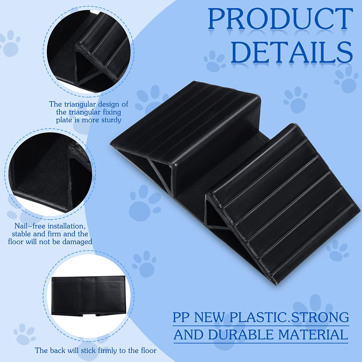 Geelin 4 Pcs Pet Gate Support Feet Freestanding Dog Gates Stabilizer Feet Plastic Triangle Reinforcement Fitting Dog Panel for Configurable Isolation Fence Free Standing Pet Gate Fence, Black image number 1