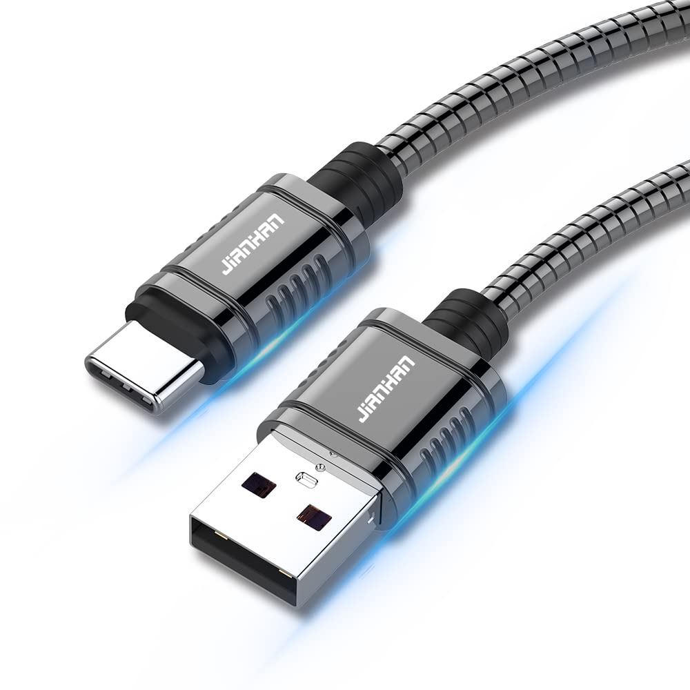 USB C Cable,Jianhan 3A Fast Charging Metal Braided 1M/3.3FT Almost Unbreakable Type C Cable USB 2.0 Charger Cord for Samsung Galaxy S20/S10/S8/S9 Plus,Note 10/9/8,LG G6 G5,Google Pixel,Motorola Moto image number 6