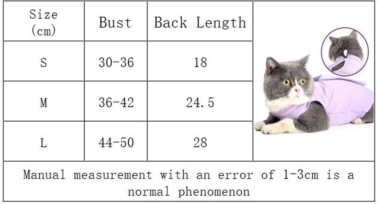 Cat Wound Surgery Recovery Suit for Abdominal Wounds or Skin Diseases, after Surgery Wear, Pajama Suit (Purple, S)