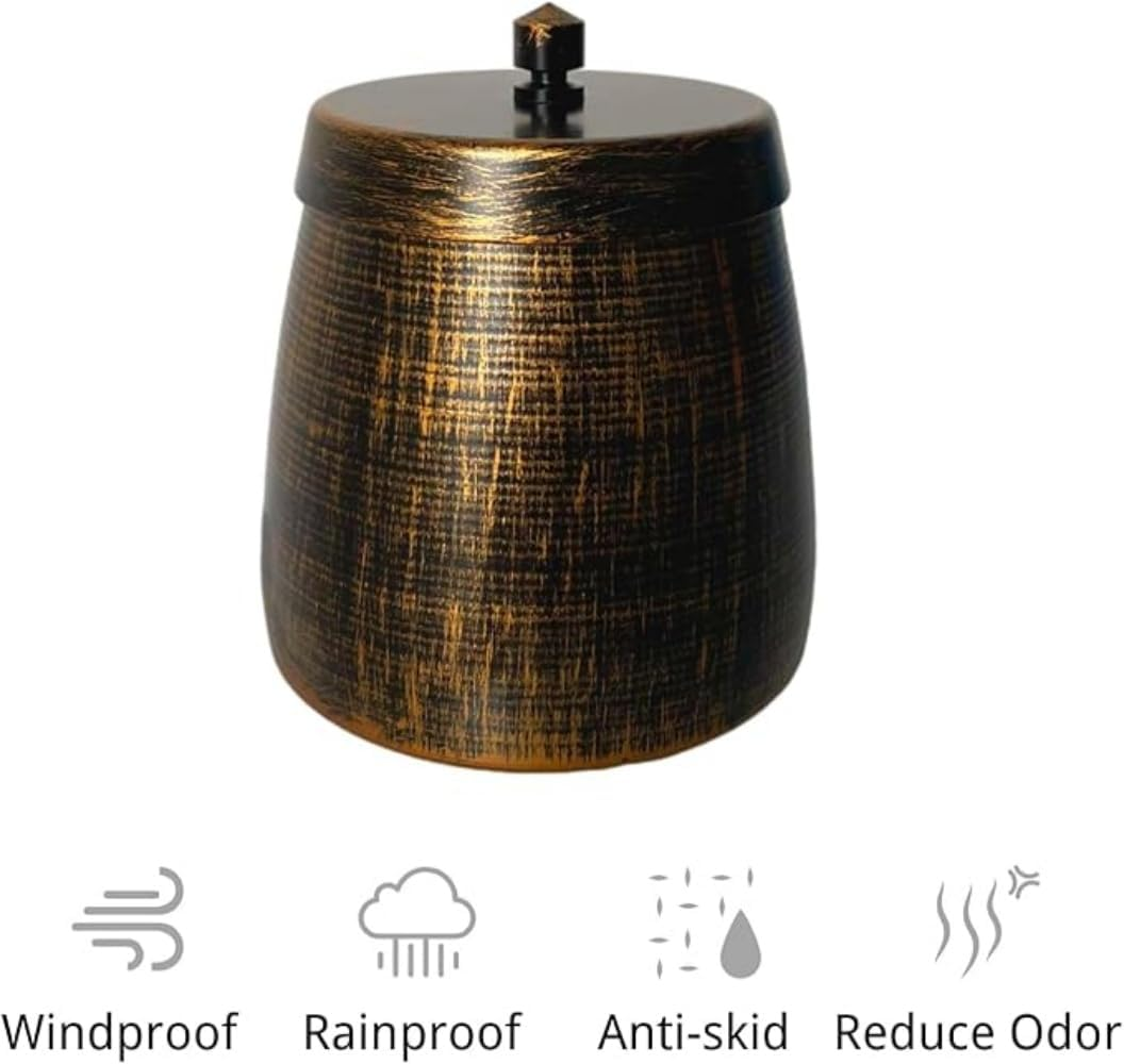 Cigar Ashtray with Lid for Outdoors outside Patio Home Retro Decor, Large Cigar Holder Ashtray for Cigarettes Windproof (Large) image number 4