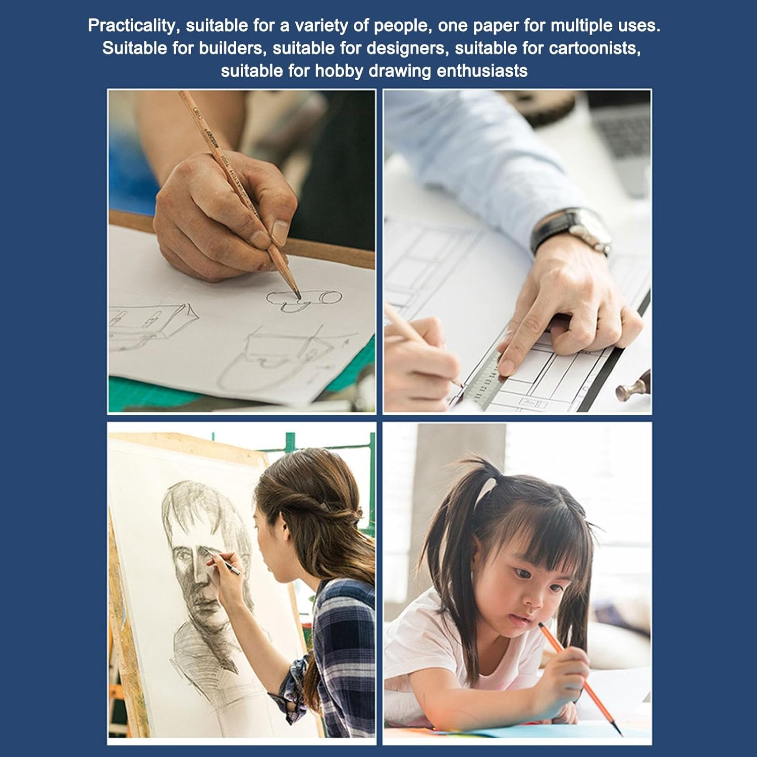 Tracing Paper Roll, 18Inch Wide White High Transparency Clear Ink Absorption Pattern Paper Sketch and Trace Roll for Drawing Paper Sewing Patterns Sketching Crafts (46M / 150.9Ft) image number 3