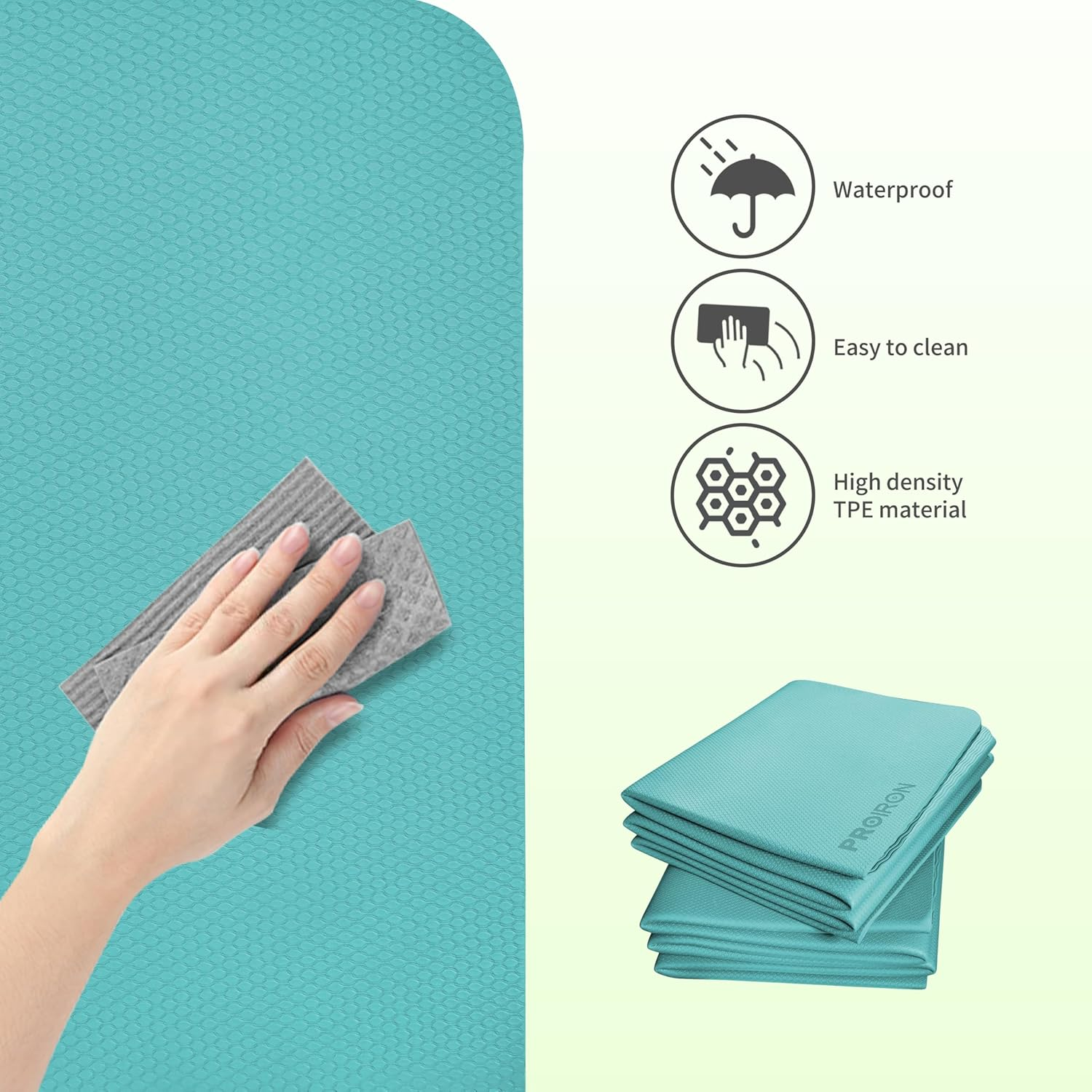 PROIRON Yoga Mat Folding Travel Yoga Mat TPE Eco-Friendly Non Slip Double-Sided Exercise Mat Foldable Easy to Carry to Class Beach Park Travel Picnics 6 Mm Thick(With Storage Bag) image number 2