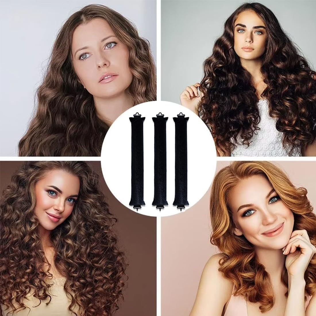 Curlers, No Heat Curling Iron for Long Hair, Heat-Free Curling Iron for All Hair Types, Homemade Heat-Free Curling Band Hairstyle Set for Medium to Long Hair (Pack of 3) image number 4