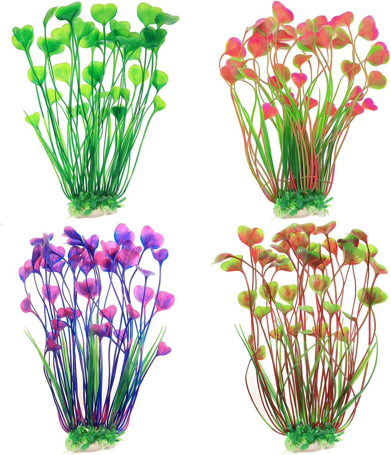 4PCS Aquarium Plants, 16"/40Cm Fish Tank Plant, Plastic Fish Tank Decorations, Multicolor Aquarium Decor, Fish Tank Accessories, Aquarium Ornaments image number 2