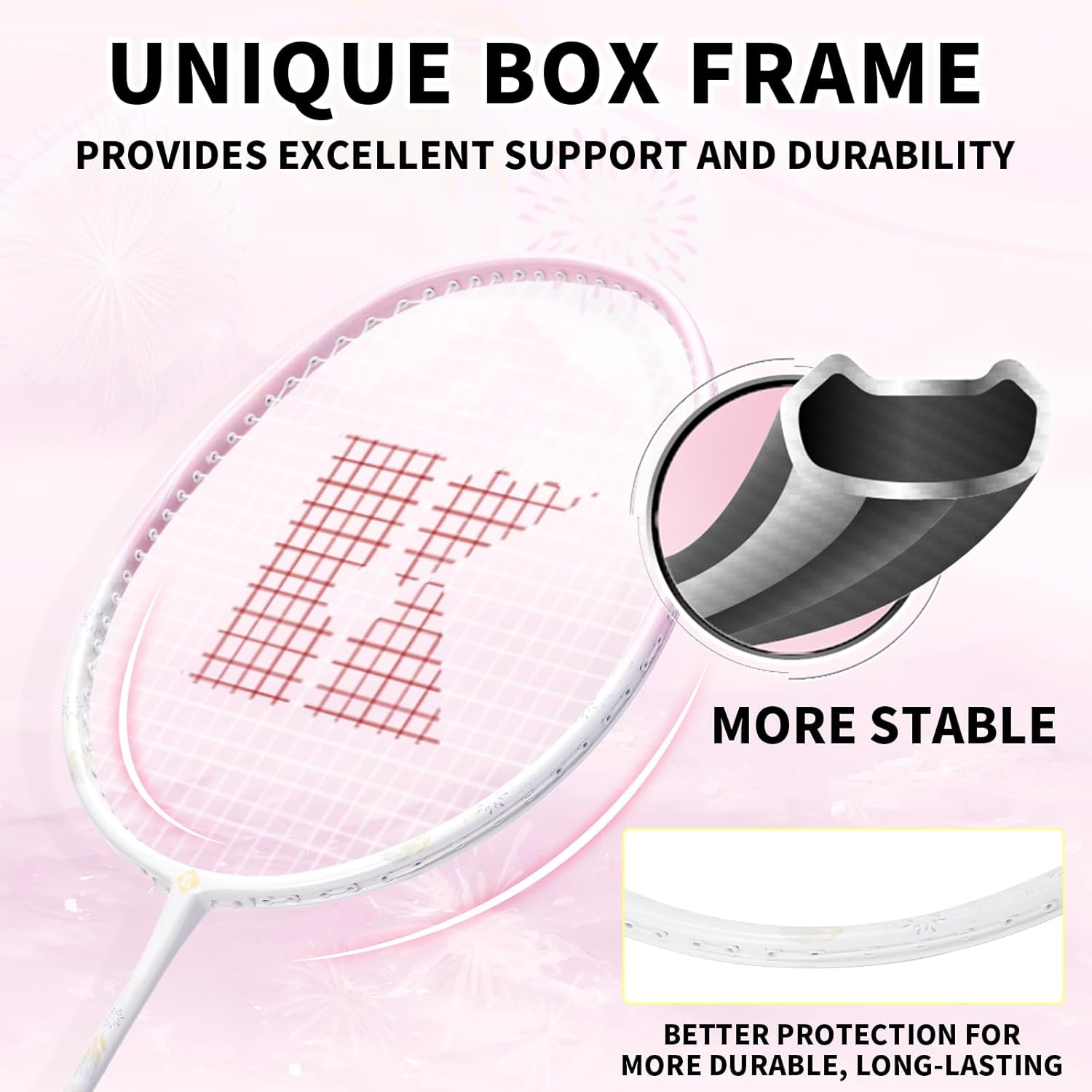 Professional Badminton Racket, Carbon Fiber Badminton Racket, High Tension String Lightweight Badminton Racquet with Badminton Racket Bag for Sports Training Game image number 1