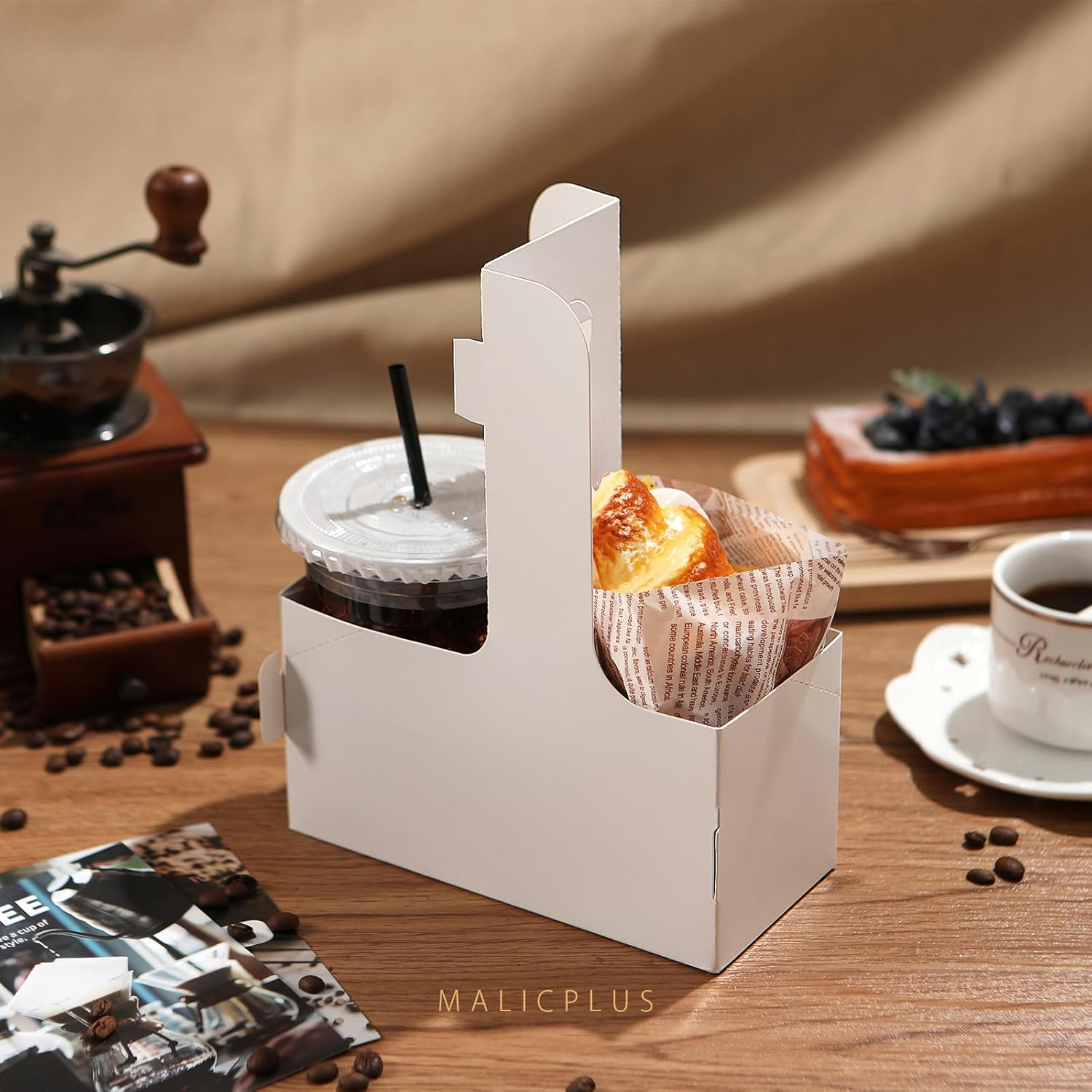 20 Drink Carrier with Handles to 2 Cups, White Paperboard Drink Carriers of 12-20 Oz to Go Coffee Cup Holder, for Hot and Cold Cup Carrier, Takeout, Cafe and Restaurant Food Service Delivery image number 5