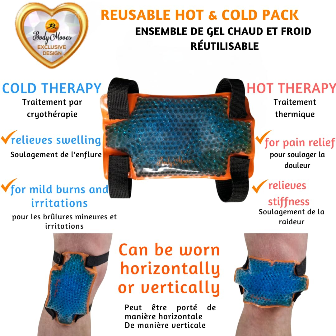 Bodymoves Kid'S Knee Brace Support plus Hot and Cold Ice Gel Pack for Stabilizing Patella Meniscus Tear Ligament Injury Prevention - Black image number 6